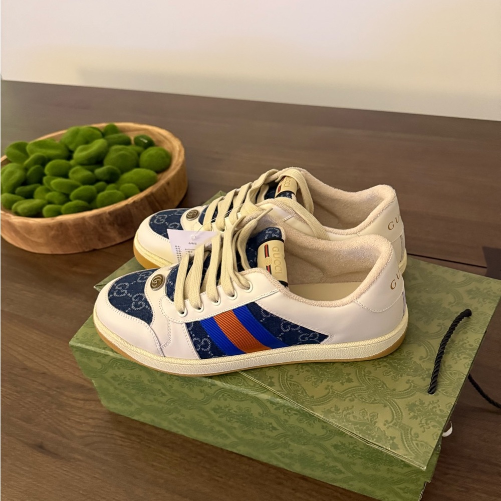 Gucci Cream and Blue Sneakers - Picture 13 of 16